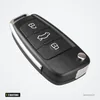 Coque de clé pliante 3 boutons pour Audi A3, A4, A6, Q7 - vue de profil, lame rentrée