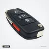 Coque de clé pliante 3 boutons pour Audi A3, A4, A6, Q7 - vue de face inclinée, trois boutons