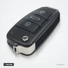 Coque de clé pliante 3 boutons pour Audi A3, A4, A6, TT, sans lame - vue de côté, bord chromé