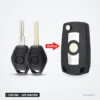 Coque de clé pliante 3 boutons pour BMW Série 1, 3, 5, 7, lame HU92/HU58 - comparaison clé droite et clé transformée