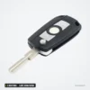 Coque de clé pliante 3 boutons pour BMW Série 1, 3, 5, 7, lame HU92/HU58 - vue de profil, lame dépliée, autre angle