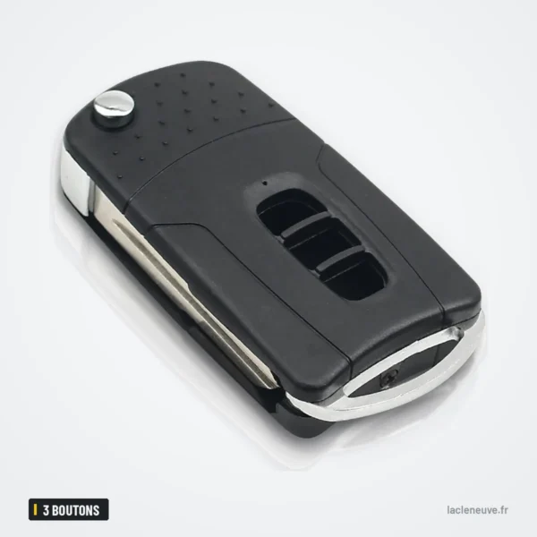 Coque de clé pliante 3 boutons pour Chevrolet Captiva, Opel Antara (2006-2010) - vue de dessus, coque légèrement entrouverte
