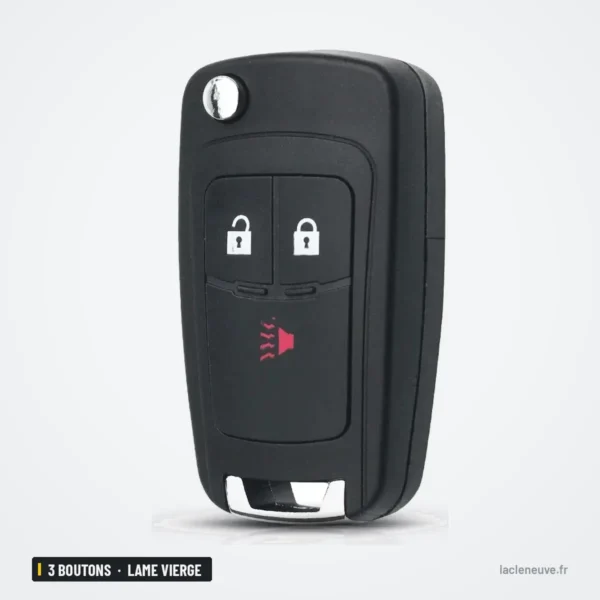 Coque de clé pliante 3 boutons pour Chevrolet Spark, lame vierge - clé pliée fermée, trois boutons visibles