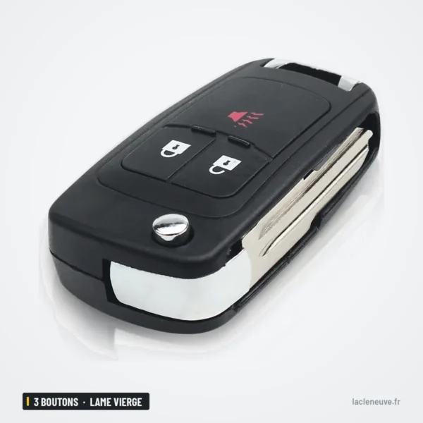Coque de clé pliante 3 boutons pour Chevrolet Spark, lame vierge - clé dépliée, lame déployée