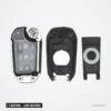 Coque de clé pliante 3 boutons pour Citroën C3, C4, Peugeot 308 - coque démontée en trois pièces avec bouton rond