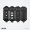 Coque de clé pliante 3 boutons pour Fiat, Citroën, Peugeot, Lancia - quatre versions alignées selon le nombre de boutons