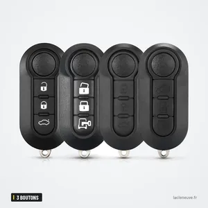 Coque de clé pliante 3 boutons pour Fiat, Citroën, Peugeot, Lancia - quatre versions alignées selon le nombre de boutons