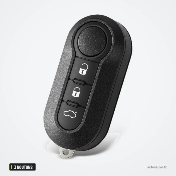 Coque de clé pliante 3 boutons pour Fiat, Citroën, Peugeot, Lancia - vue de face, trois boutons empilés
