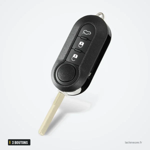 Coque de clé pliante 3 boutons pour Fiat, Citroën, Peugeot, Lancia - clé avec lame intégrée et deux boutons