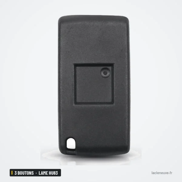 Coque de clé pliante 3 boutons pour Fiat Scudo, lame HU83 ou VA2 - dos de la coque, vue arrière