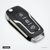Coque de clé pliante 3 boutons pour Ford Focus 3, Fiesta, Mondeo, C-Max - vue de profil, lame visible