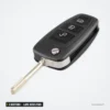 Coque de clé pliante 3 boutons pour Ford Focus, Mondeo, Fiesta, lame HU101/FO21 - clé dépliée, vue de trois quarts avec lame