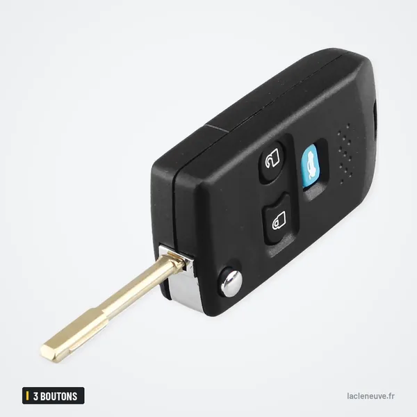 Coque de clé pliante 3 boutons pour Ford Transit MK6 Connect (2000-2006) - lame déployée, vue de face