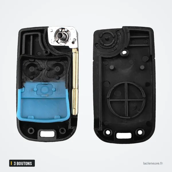 Coque de clé pliante 3 boutons pour Ford Transit MK6 Connect (2000-2006) - coque ouverte, compartiment interne et pile