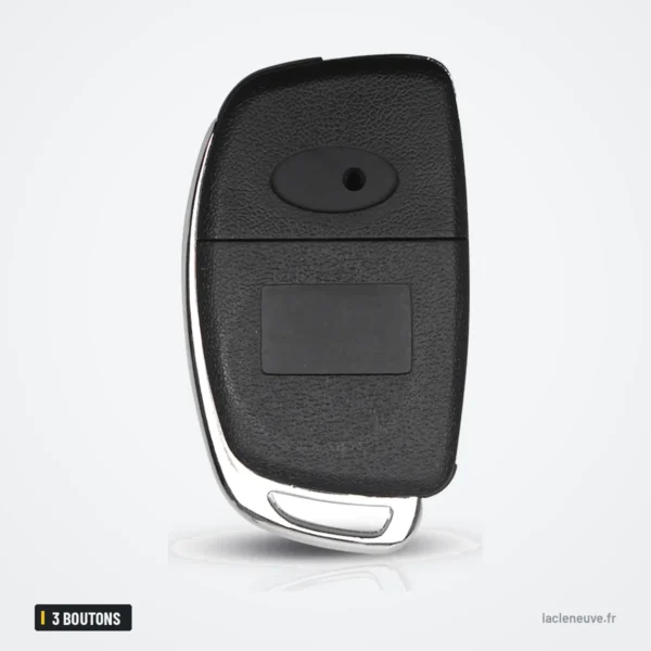 Coque de clé pliante 3 boutons pour Hyundai i10, i20, i30, i40 - dos du boîtier, surface unie