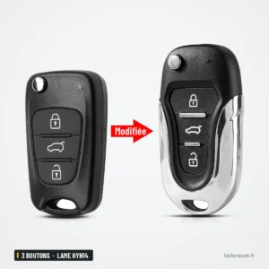 Coque de clé pliante 3 boutons pour Hyundai Solaris, Accent, Kia - comparaison avant et après transformation de la coque