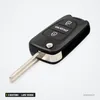 Coque de clé pliante 3 boutons pour Kia Picanto, lame vierge non taillée - vue de trois-quarts, lame dépliée
