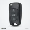Coque de clé pliante 3 boutons pour Kia Rio, Picanto, Sportage, Hyundai I30 - vue de face, trois boutons verticaux