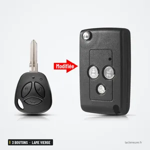 Coque de clé pliante 3 boutons pour Lada Priora, Granta, Samara, lame vierge - comparaison avant et après transformation