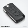 Coque de clé pliante 3 boutons pour Peugeot, Citroën, Fiat, lame HU83 ou VA2 - vue de face, trois boutons visibles