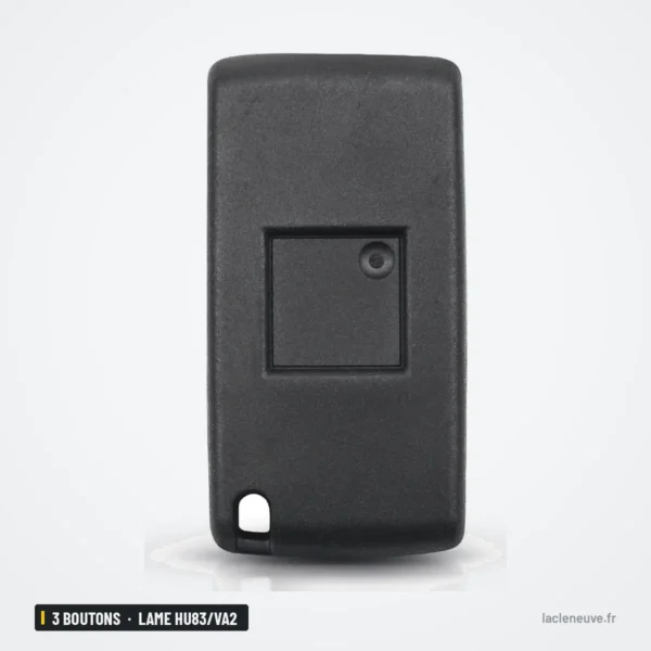 Coque de clé pliante 3 boutons pour Peugeot, Citroën, Fiat, lame HU83/VA2 - dos de la coque, sans lame