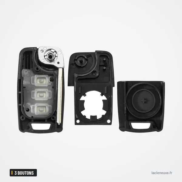 Coque de clé pliante 3 boutons pour SsangYong Korando, Actyon, C200 - pièces détachées de la coque
