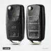 Coque de clé pliante 3 boutons pour Volkswagen Golf, Jetta, Passat, Polo - deux coques identiques, vue de face
