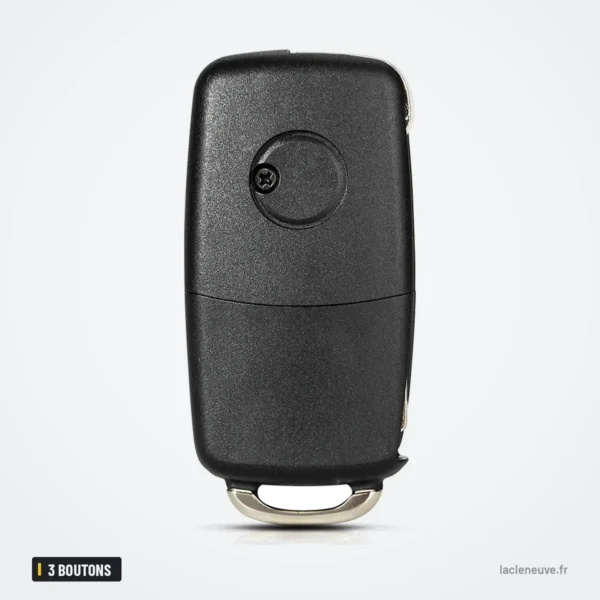 Coque de clé pliante 3 boutons pour Volkswagen Golf, Jetta, Passat, Polo - dos de la coque, uni et lisse
