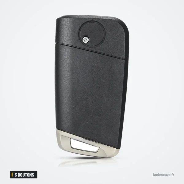 Coque de clé pliante 3 boutons pour Volkswagen Golf, Passat, Tiguan, Skoda - dos uni de la coque, sans bouton
