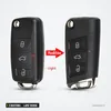 Coque de clé pliante 3 boutons pour Volkswagen Polo, Passat, Golf, lame vierge - deux versions comparées, vue de face