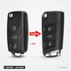 Coque de clé pliante 3 boutons pour Volkswagen Polo, Passat, Golf, lame vierge - deux versions comparées, vue inclinée