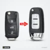 Coque de clé pliante 3 boutons pour VW Polo, Tiguan, Golf, Passat - comparaison avant et après transformation