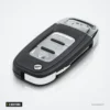 Coque de clé pliante 3 boutons pour VW Polo, Tiguan, Golf, Passat - coque fermée, trois boutons chromés