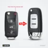 Coque de clé pliante 3 boutons pour VW Polo, Tiguan, Golf, Passat - voyant rouge signalé, avant et après transformation