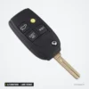 Coque de clé pliante 4/5 boutons pour Volvo S40, V70, S60, XC90, lame vierge - vue de trois quarts, lame de clé visible