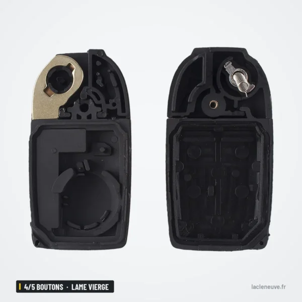 Coque de clé pliante 4/5 boutons pour Volvo S40, V70, S60, XC90, lame vierge - coque ouverte, mécanisme intérieur visible