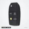 Coque de clé pliante 4/5 boutons pour Volvo S40, V70, S60, XC90, lame vierge - vue de face inclinée, quatre boutons visibles