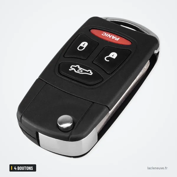 Coque de clé pliante 4 boutons pour Dodge, Chrysler, Jeep Grand Cherokee - clé pliante avec boutons, vue de face