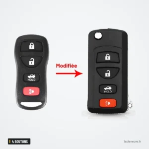 Coque de clé pliante 4 boutons pour Nissan Armada, Sentra, 350Z, Maxima - comparaison avant et après transformation