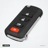 Coque de clé pliante 4 boutons pour Nissan Armada, Sentra, 350Z, Maxima - lame sortie, bouton rouge et texte visibles