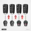 Coque de clé pliante 4 boutons pour Nissan Sentra, Versa, Altima - comparaison avant et après transformation, quatre clés