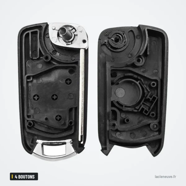 Coque de clé pliante 4 boutons pour Nissan Sentra, Versa, Altima, Qashqai - coque démontée en trois parties