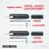 Coque de clé pliante 4 boutons pour Peugeot, Citroën, lame HU83 ou VA2 - schéma comparatif de deux références de lame