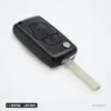 Coque de clé pliante 4 boutons pour Peugeot, Citroën, lame HU83 ou VA2 - clé dépliée vue de dos, lame sortie