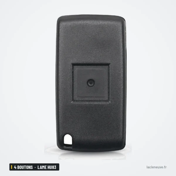 Coque de clé pliante 4 boutons pour Peugeot, Citroën, lame HU83 ou VA2 - dos de la coque, surface lisse