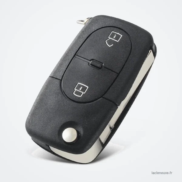 Coque de clé pliante pour Audi A3, A4, A2, A8 - lame dépliée, vue de dessus de la clé