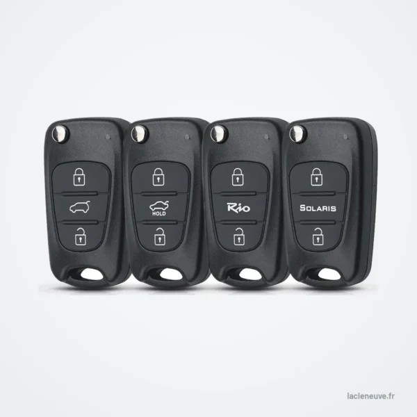 Coque de clé pliante pour Kia Rio, Picanto, Sportage, Hyundai I20, I30 - quatre clés identiques avec logos différents