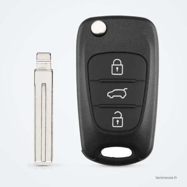 Coque de clé pliante pour Kia Rio, Picanto, Sportage, Hyundai I20, I30 - lame détachée à côté de la coque fermée