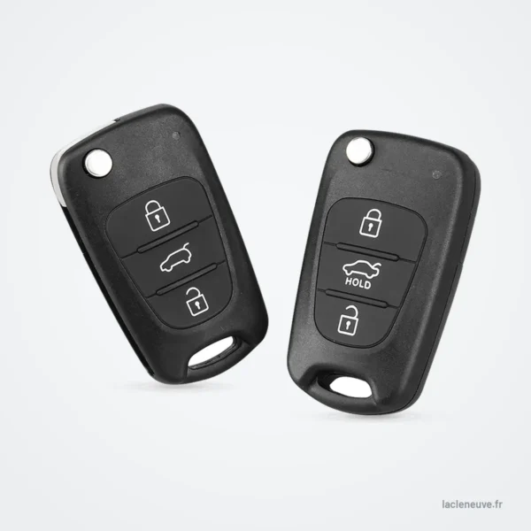 Coque de clé pliante pour Kia Rio, Sportage, Hyundai i20, i30 - faces avant et arrière comparées