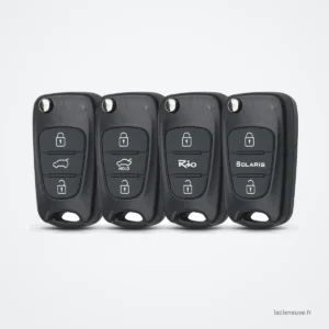 Coque de clé pliante pour Kia Rio, Sportage, Picanto, Hyundai I30 - quatre clés pliantes alignées, logos différents
